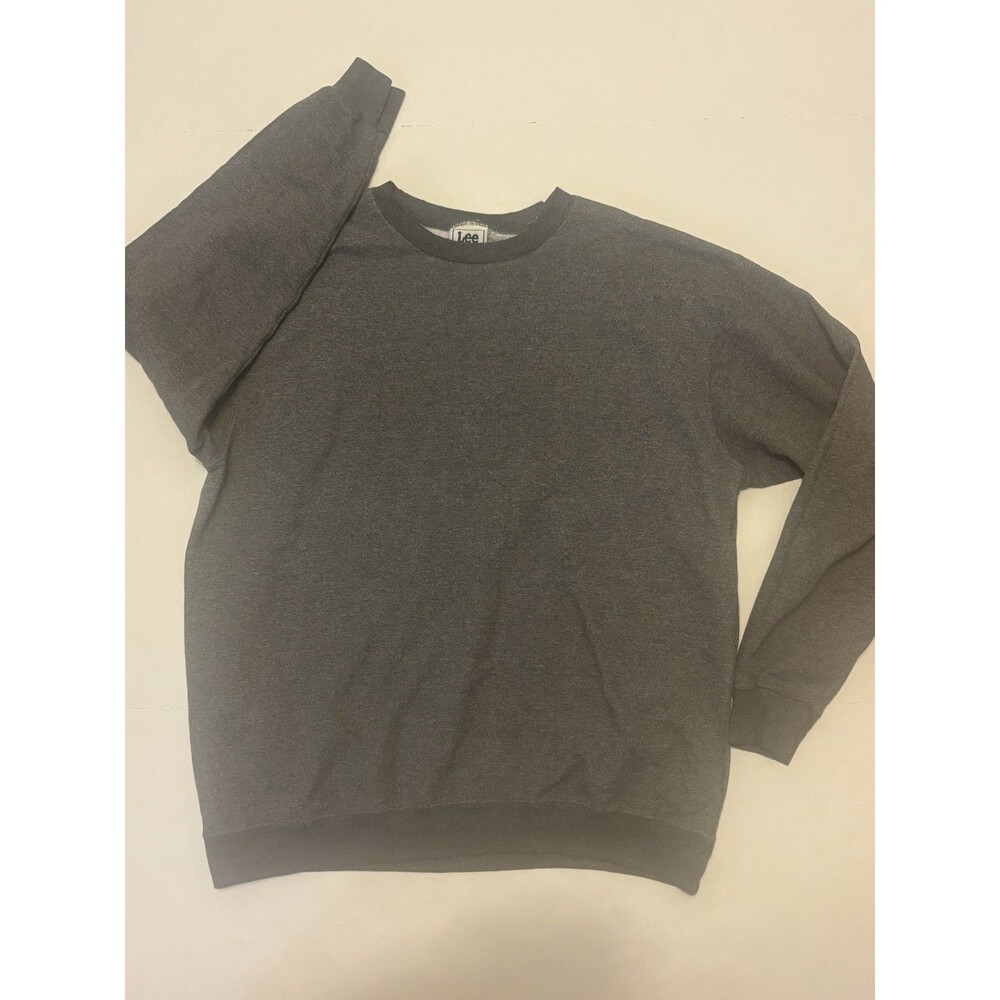 Vintage Lee Sport Gray Men's Regular Pull Sweatshirt Crew Neck Solid Long Sleeve